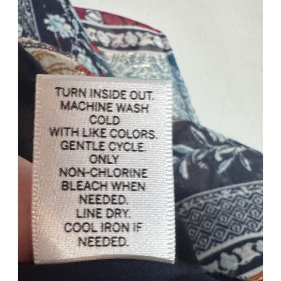 Dressbarn XL Boho Patchwork Floral Blouse VNeck Long Sleeve Mixed Print Fall Top - Picture 7 of 7